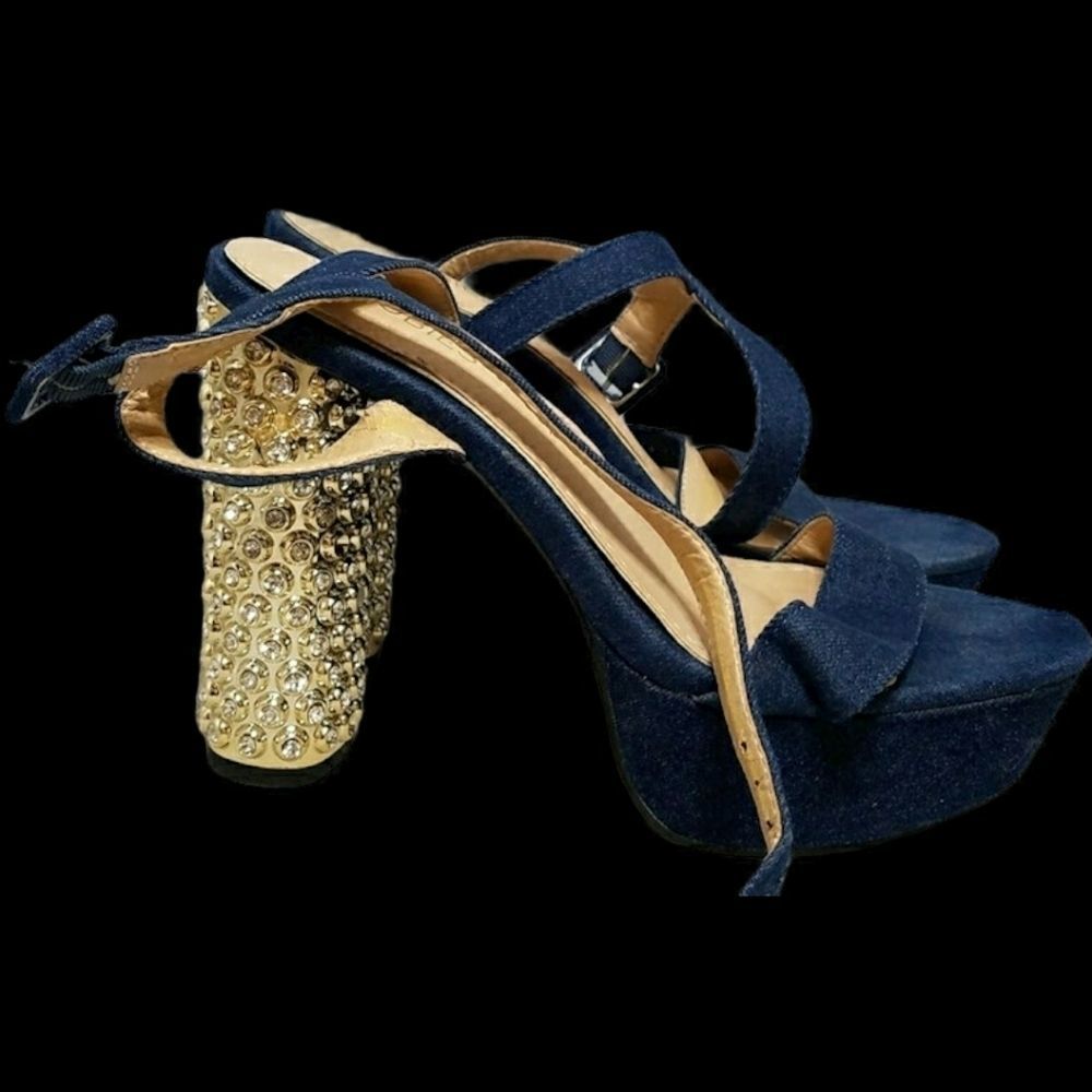 JACOBIES Blue Statement Heels Sz 6.5‎